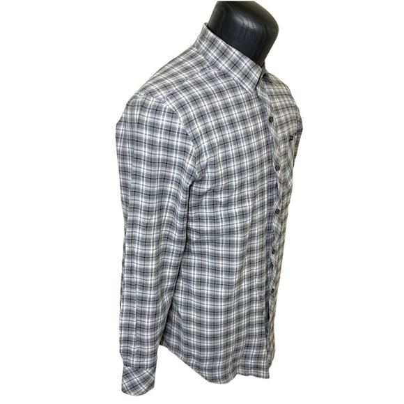 HURLEY Active wear Preppy Gray Plaid Casual Button Down Shirt Chest pocket Sz L - Picture 2 of 13